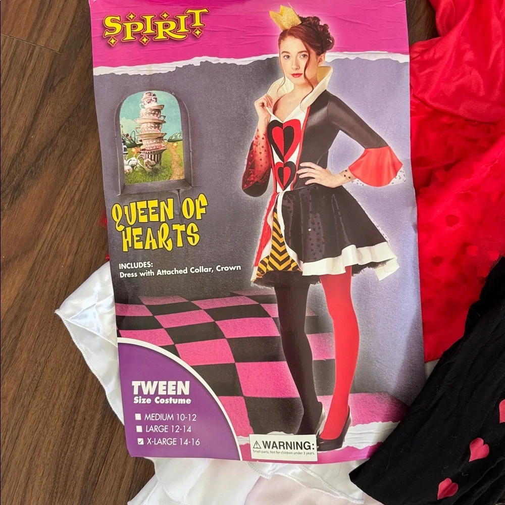 Queen of Hearts Teen XL 4 Piece Costume Dress Halloween Cosplay Disney Villain - Picture 2 of 10